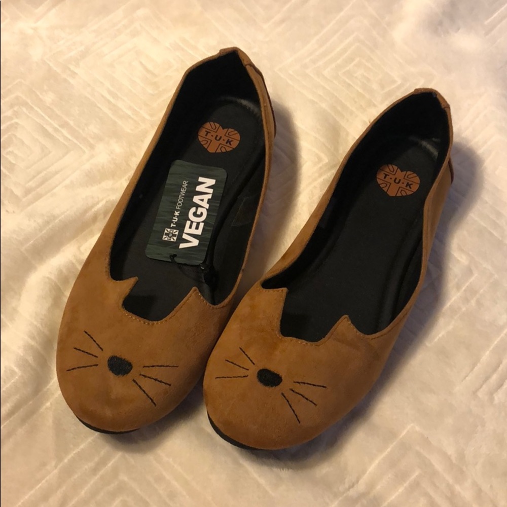 Vegan Faux Leather Sophistakitty Cat Flats sz 11